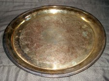 Vintage International Silver Co 12 ¼” Silverplate Flower Bouquet Serving Tray picture