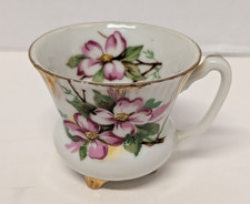 Vintage Dogwood  Pedestal Tea Cup 3 Footed Demitasse Japan Gold Trim picture