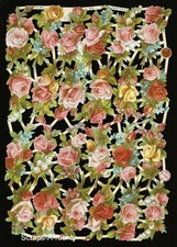 German Embossed Vintage Style Scrap Die Cut- Bold Beautiful Roses Flowers EF7278 picture