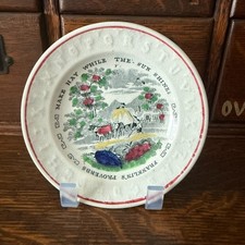 Antique Staffordshire ABC Alphabet Child's Plate Franklin's Proverbs Make Hay picture