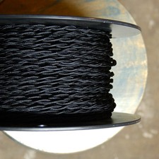 Black Twisted Rayon Covered Wire, Vintage Style, Cloth Lamp Cord, Antique Lights picture
