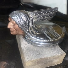 Rare Original 1920s Chief Pontiac Radiator Cap Hood Ornament Bronze Face picture
