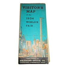 Vintage 1934 Chicago World's Fair Visitor's Map Uhlemann Optical Co Brochure picture
