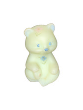 Fenton Art Glass Hand Painted Aster Flowers on Custard Glass Bear Figurine picture