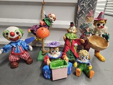 Vintage Beautiful Paper Mache Circus Clowns Figurines Lot of 6 picture