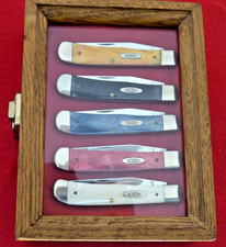 RARE CASE XX 1989 SMOOTH BONE RAINBOW W6154 FIVE TRAPPER KNIFE SET MINT picture