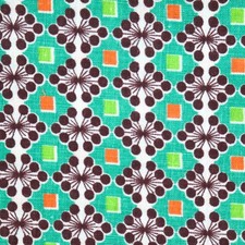 Vintage Feedsack Fabric Atomic Geo 1940s 1950s Old 21x18 Orange Green Brown picture