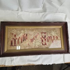Victorian Antique Pin Punch Sampler Home Sweet Home Wood Framed Original picture
