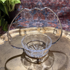 Clear Glass Bowl w/ Silver Metal Handle | Handled Serving Bowl picture