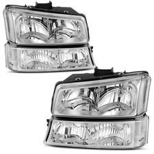 AUTOSAVER88 Headlight Assembly Kit Chrome Clear for Chevy Silverado picture