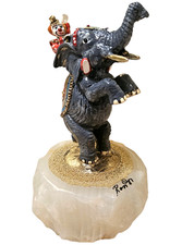 Vtg Ron Lee 1987  Circus Elephant 24k Accents Alabaster Base 5