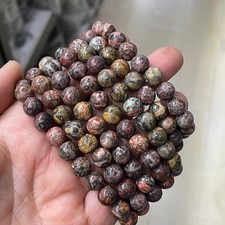 10Pcs 8mm Natural Leopard Jasper stone  Quartz Crystal Stretch Bracelet picture