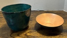 Jade Snow Wong Style Set Of MCM Copper Enamel Bronze Bowls picture