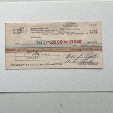 Leo C.L. Fender Signed Check Vintage 1982 G&L Music Sales Electric Guitar Hyatt picture