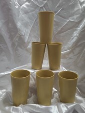 Vintage Tupperware #873 Harvest Gold 12 oz Tumblers Set of 6 Retro MCM Cups picture