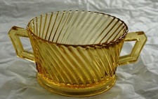 Vintage Federal Depression Glass Diana Amber Sugar Bowl Excellent picture