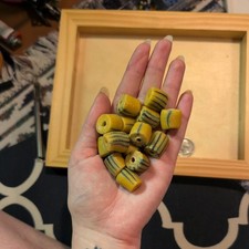 14 Old Antique African Trade Akoso/Krobo Bodom Powder Glass Tube Beads picture
