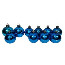 Lot of 10 Vtg Large Shiny Brite Mercury Glass Blue Christmas Ornaments Holiday picture