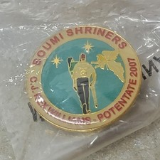 Boumi Shriners 2007 C.J. Rex Williams Potentate Enamel Pin NOS Gold Toned picture