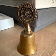 Rotary International Brass Tone Bell with Rotary Gear Emblem picture
