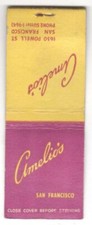 Amelio's Powell Street San Francisco California Vintage Matchbook Cover JM20 picture