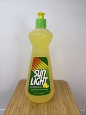 Vintage SUN LIGHT Dishwashing Liquid Clear Bottle Lemon 22oz ‘95 NOS picture