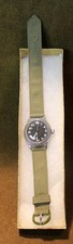 VINTAGE WWII US USAAF 24 HOUR BLACK FACE ELGIN WATCH & ORIGINAL KHAKI WATCHBAND picture