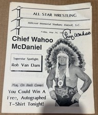Vintage Chief Wahoo McDaniel signed Wrestling Program w/Tommy Gunn & Scott Studd picture