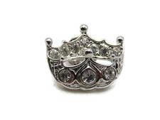 Crown Brooch Pin Silver Tone Clear Rhinestone Crystal Royal Queen Princess picture