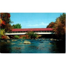 Ashuelot River Bridge New Hampshire Vintage Covered Bridge Postcard PC16 picture