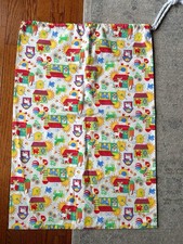 Vintage Drawstring Sack Toy Storage Bag Retro Fabric 70s/80s picture