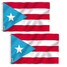 Anley 2 Pcs Fly Breeze 3x5 Ft Light Blue Puerto Rico Flag Puerto Rican PR Flags picture