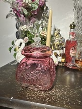 Northwood Glass Company – Bubina Oak Covered Jar Cranberry Coloring Beautiful picture