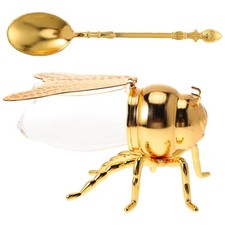 Luxshiny Bee Honey Jar with Spoon, Spice Container for Salt Sugar Beans | Tea... picture