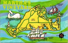Vintage Martha's Vineyard, MASSACHUSETTS MAP Postcard picture