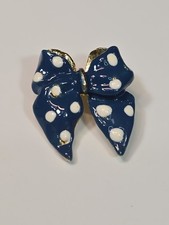 Polka Dot Bow Lapel Pin Blue With White Spots Fashion picture