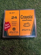 Vintage No. 24 P Crayola Crayons 24 Count Binney & Smith PA In Plastic Case picture