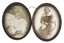 Antique African American Woman Baby Photos Pair Oval Frames Black Americana -148 picture
