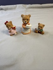 Vintage Homco Birthday / Celebration Bear Figurine Set #5302 picture