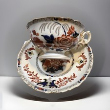 Vtg Mintons R Wylie Will Co Ironstone Tea Cup & Saucer Blue Ted Imari Gold Trim picture