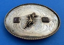 VTG 1968 Pan Aggie Stampede Sterling Silver Cowgirl Champion Trophy Belt Buckle picture