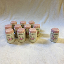 Pfaltzgraff Tea Rose Spice Jar Set of 10 (+ 1  Flawed one see photos) HTF picture