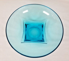 Vintage Hazel Atlas Bowl Serving Dish Turquoise Capri Blue Glass Colonial MCM picture