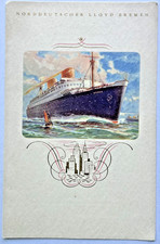SS BREMEN OCEAN LINER 1936 Third Class Menu Norddeutscher Lloyd Ship Co 5F picture