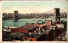 1907-1915 Brooklyn Bridge New York City Detroit Publishing Co Phostint Postcard picture