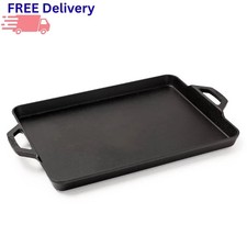 Seasoned Cast Iron Multi-Use Griddle Baking Pan Stovetop Oven Grill Flat-Top BBQ picture