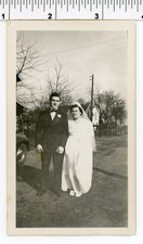 Old 1940's WEDDDING photo / Awkward COUPLE - Really Guys, She's an Awesome Cook picture