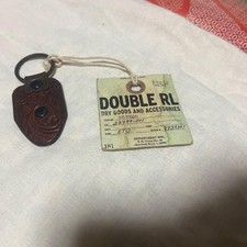 DOUBLE RL Leather Carved Keychain Ring RRL Vintage Style Japan MINT picture