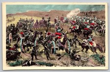 Waterloo 1815 English Batteries Brigade Colin Halkett Battle Scene Postcard picture