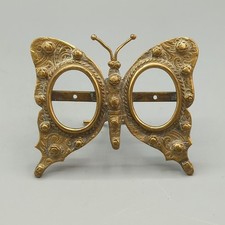 Antique Ornate Victorian Butterfly Floral Brass Double Oval Picture Frame picture